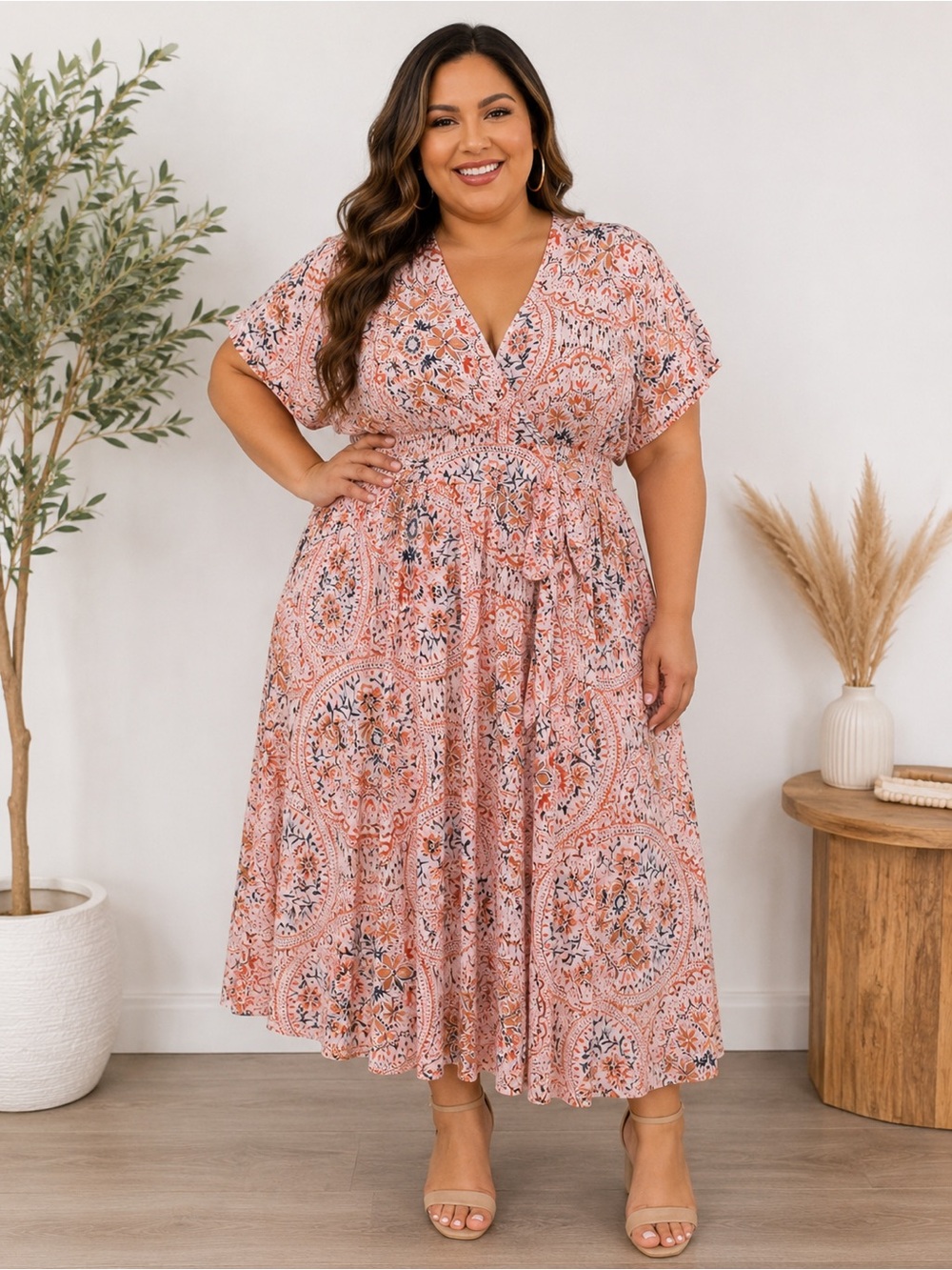 torrid Peach Paisley Floral Wrap Maxi Dress